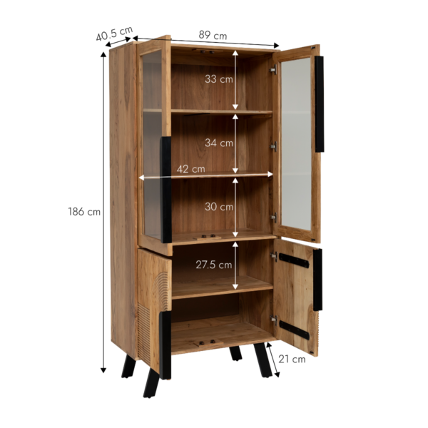 Furnliv Mano Acacia Wood And Metal Display Case