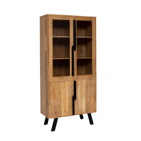 Furnliv Mano Acacia Wood And Metal Display Case