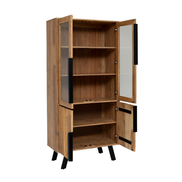 Furnliv Mano Acacia Wood And Metal Display Case