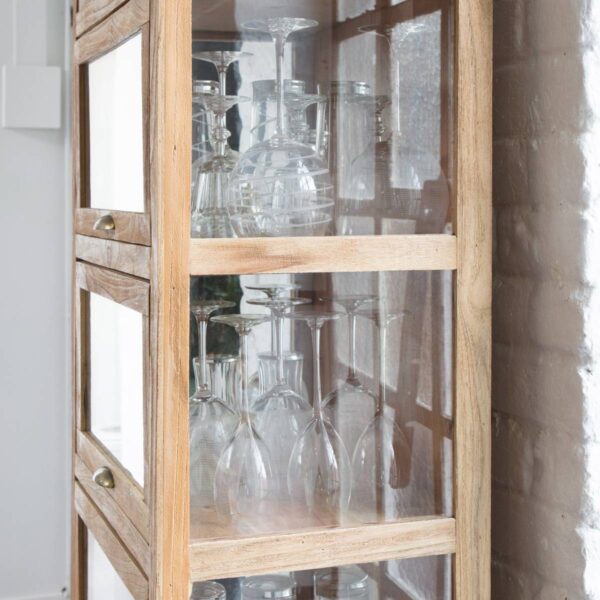 Furnliv Paola Acacia Wood And Metal Display Cabinet