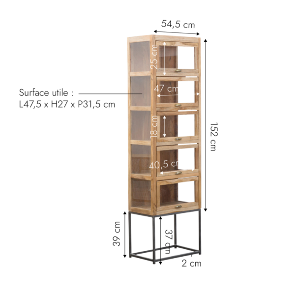 Furnliv Paola Acacia Wood And Metal Display Cabinet