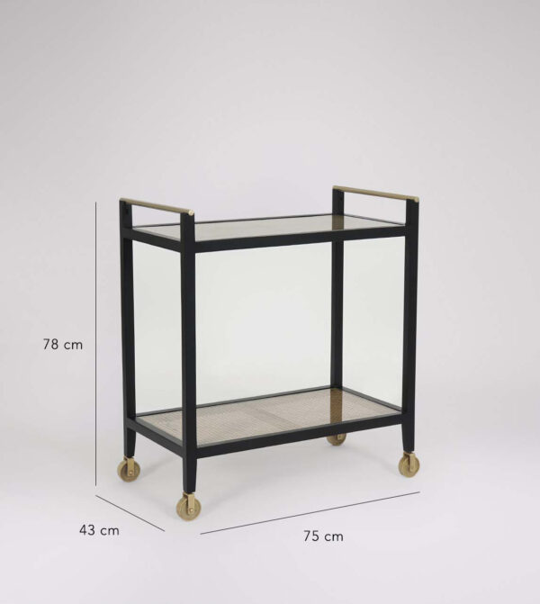 Furnliv Rattan Black Solid Wood Serving/Drinks Trolley #05 - Image 5