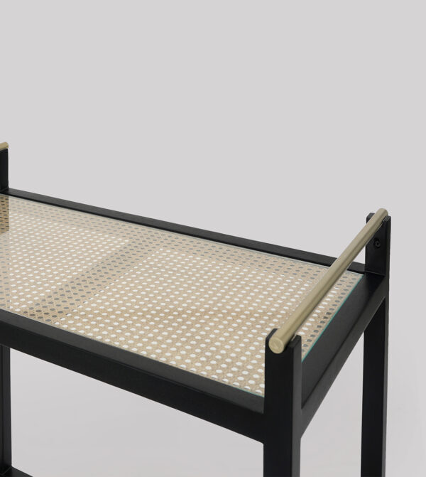 Furnliv Rattan Black Solid Wood Serving/Drinks Trolley #05 - Image 3