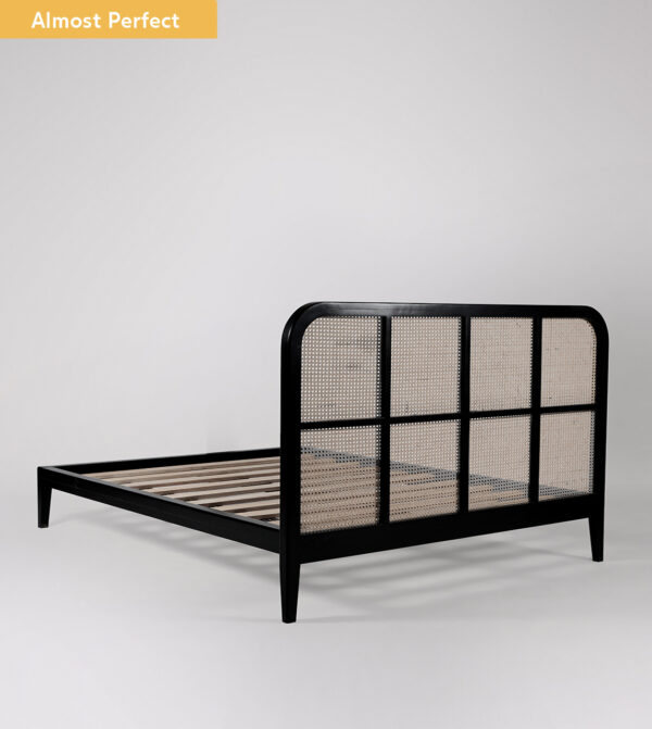 Furnliv Rattan Black Solid Wood Bed #07 - Image 3