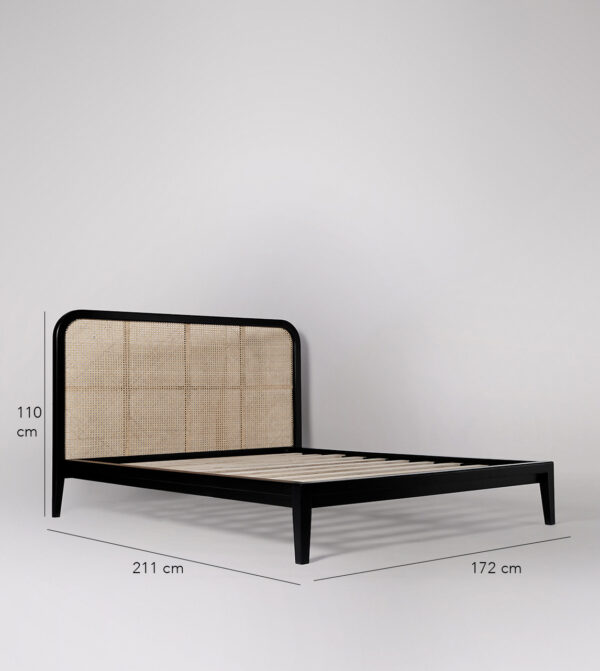 Furnliv Rattan Black Solid Wood Bed #07 - Image 2