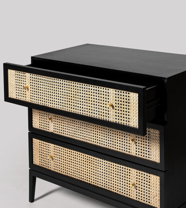 Furnliv Rattan Black Solid Wood Chest of Drawers #01 - Image 3