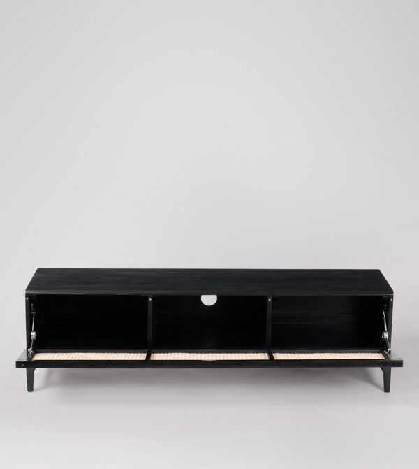Furnliv Rattan Black Solid Wood TV Stand #02 - Image 2