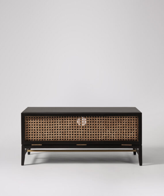 Furnliv Rattan Black Solid Wood TV Stand #03