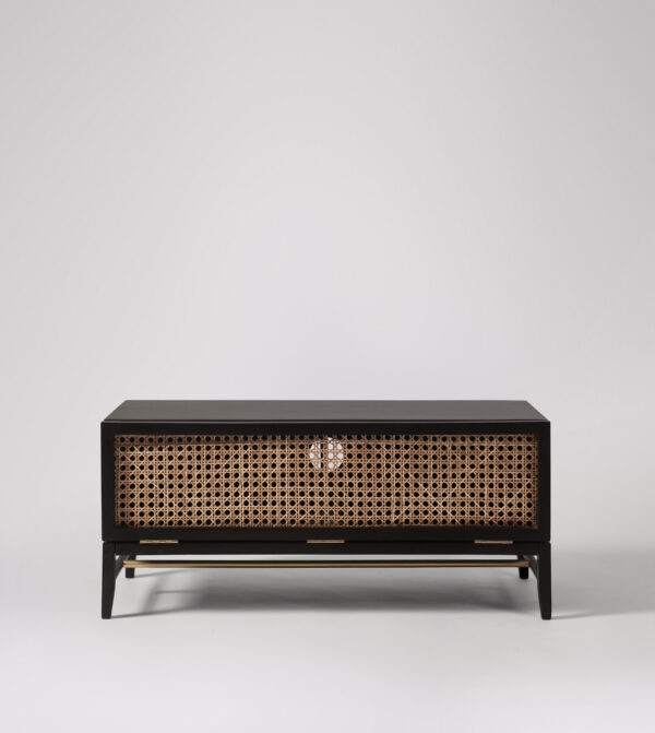 Furnliv Rattan Black Solid Wood TV Stand #03