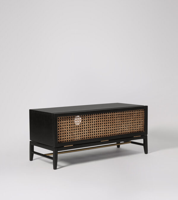 Furnliv Rattan Black Solid Wood TV Stand #03 - Image 2