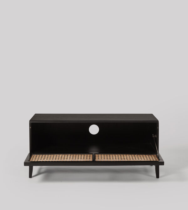 Furnliv Rattan Black Solid Wood TV Stand #03 - Image 3