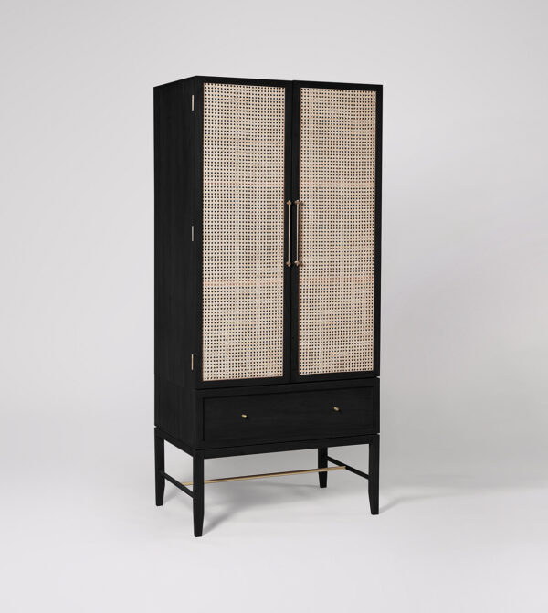 Furnliv Rattan Black Double Door Solid Wood Wardrobe #04 - Image 2
