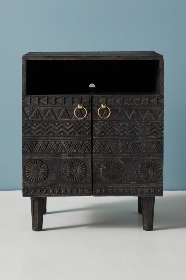 Furnliv Jodhpur Traditional Carved Mango Wood Bed Side - Image 5