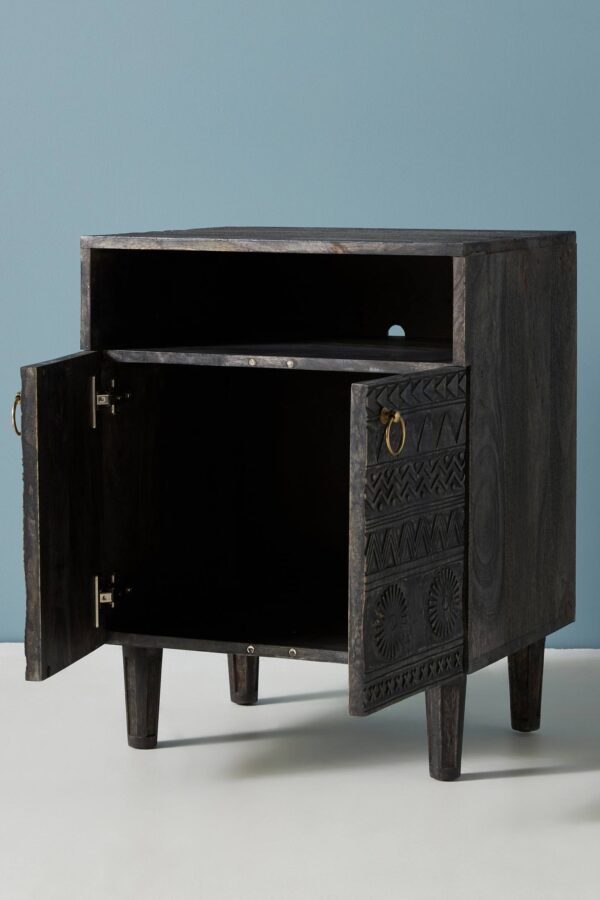 Furnliv Jodhpur Traditional Carved Mango Wood Bed Side - Image 2