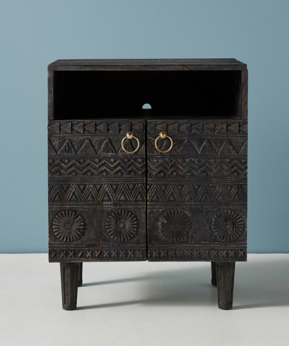 Furnliv Jodhpur Traditional Carved Mango Wood Bed Side