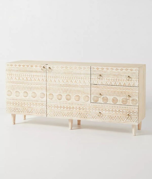 Furnliv Jodhpur Traditional Carved Mango Wood Sideboard - Image 2
