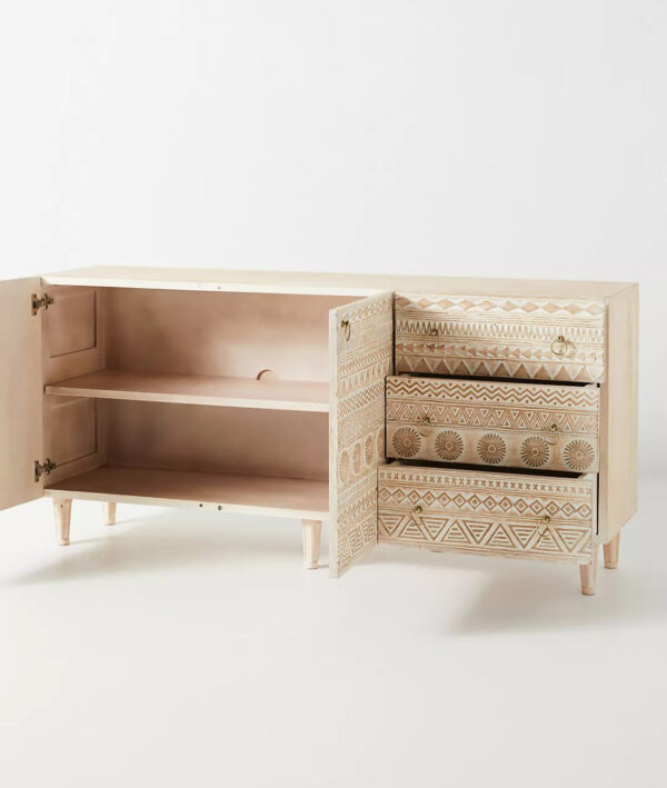 Furnliv Jodhpur Traditional Carved Mango Wood Sideboard - Image 6