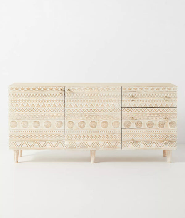 Furnliv Jodhpur Traditional Carved Mango Wood Sideboard - Image 5