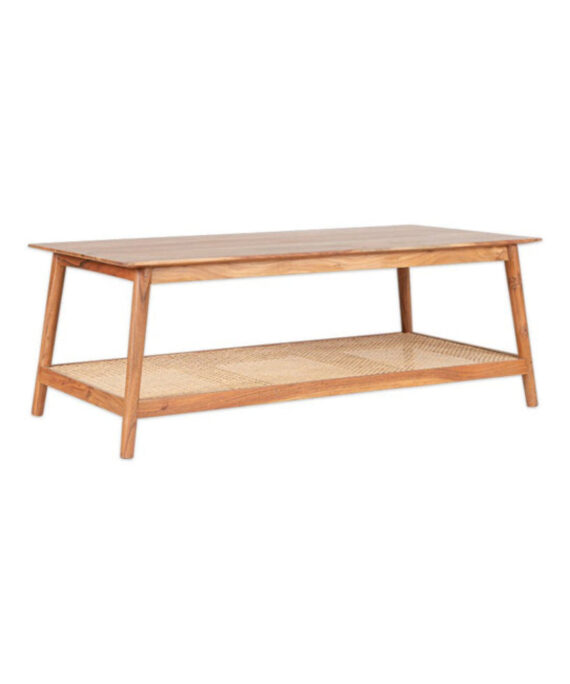 Furnliv Mandor Premium Rectangle Coffee Table with Natural Cane #24