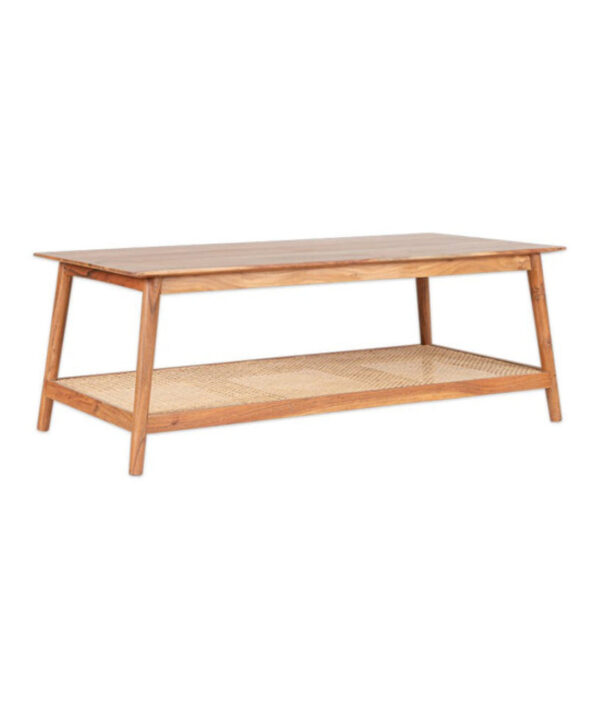 Furnliv Mandor Premium Rectangle Coffee Table with Natural Cane #24