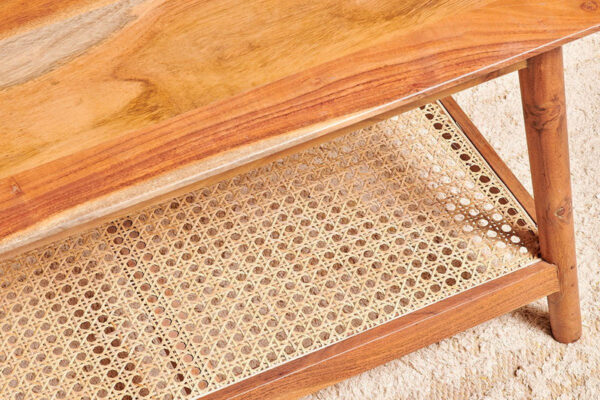 Furnliv Mandor Premium Rectangle Coffee Table with Natural Cane #24 - Image 5