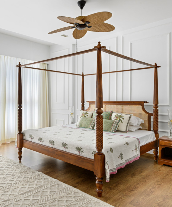 Furnliv Mandor Premium Cane Solid Wood Poster Bed #04
