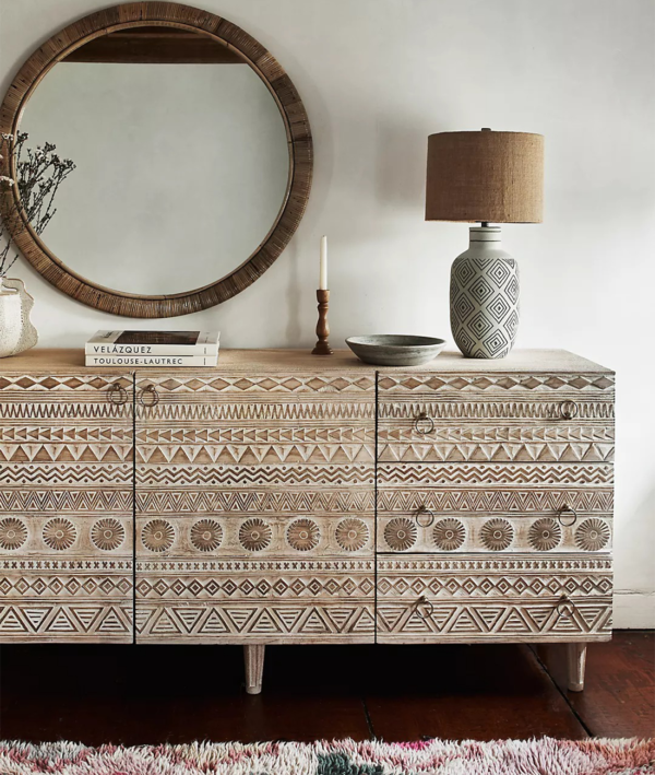 Furnliv Jodhpur Traditional Carved Mango Wood Sideboard - Image 4