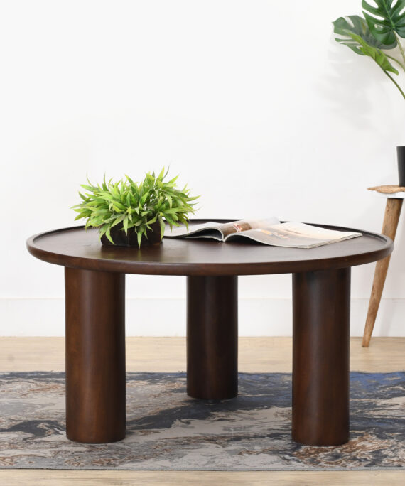 Furnliv Lama Premium Solid Wood Coffee Table Walnut Finish
