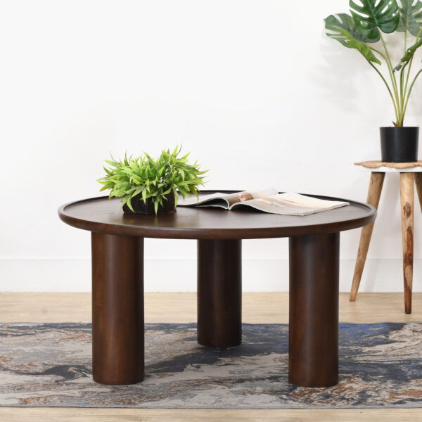 Furnliv Lama Premium Solid Wood Coffee Table Walnut Finish