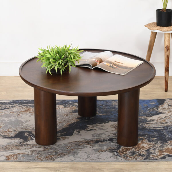 Furnliv Lama Premium Solid Wood Coffee Table Walnut Finish - Image 2