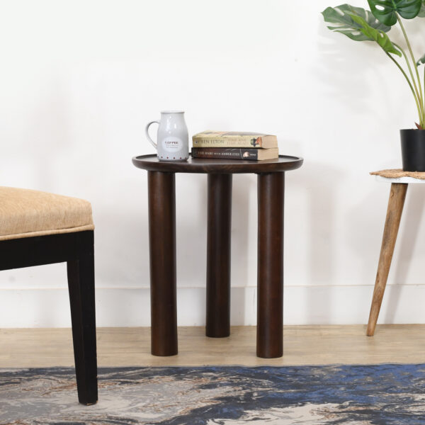 Furnliv Lama Premium Solid Wood End Table Walnut Finish - Image 2