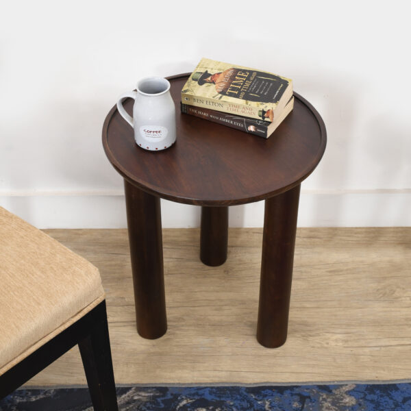 Furnliv Lama Premium Solid Wood End Table Walnut Finish - Image 3
