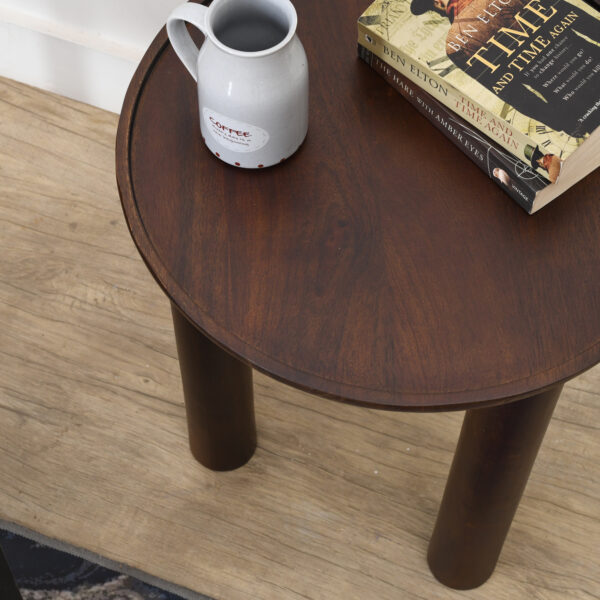 Furnliv Lama Premium Solid Wood End Table Walnut Finish - Image 4