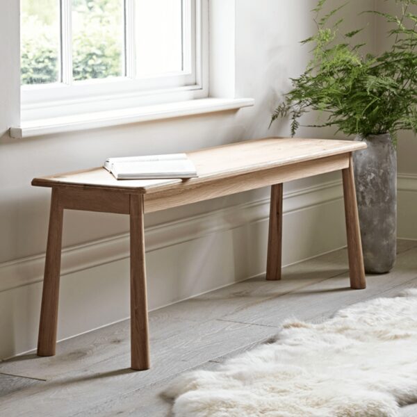 Furnliv Ella Scandinavian Style Oak Wood Bench #5