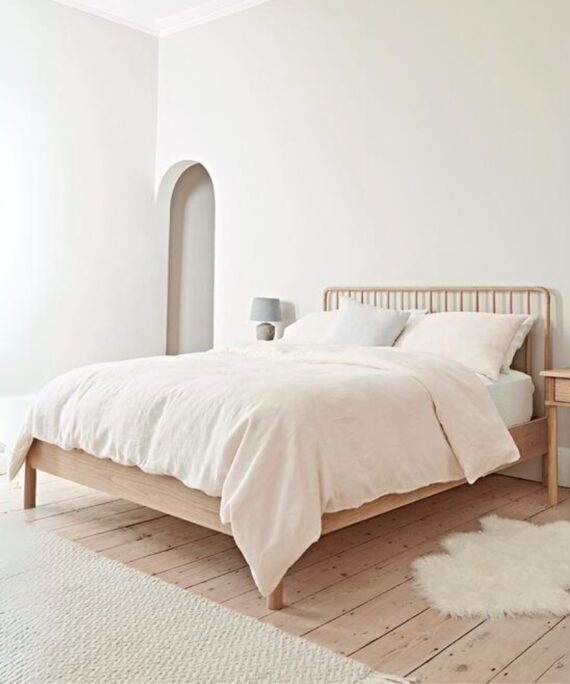 Furnliv Ella Scandinavian Style Oak Wood Bed #8