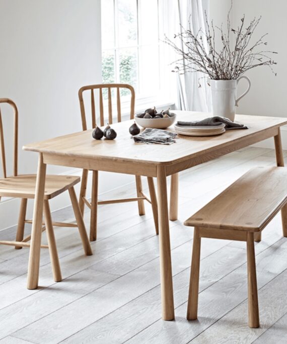 Furnliv Ella Scandinavian Style Oak Wood Dining Set #11