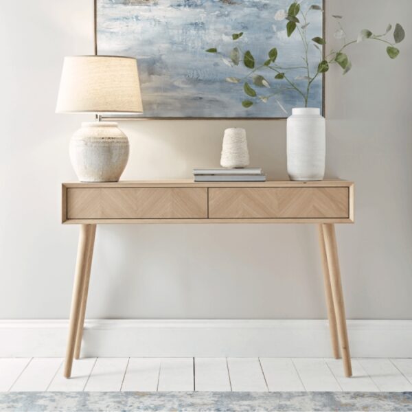 Furnliv Sienna Premium Oak Wood Console Table #1