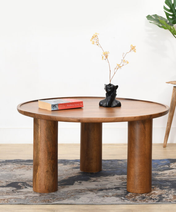 Furnliv Lama Premium Solid Wood Coffee Table Teak Finish