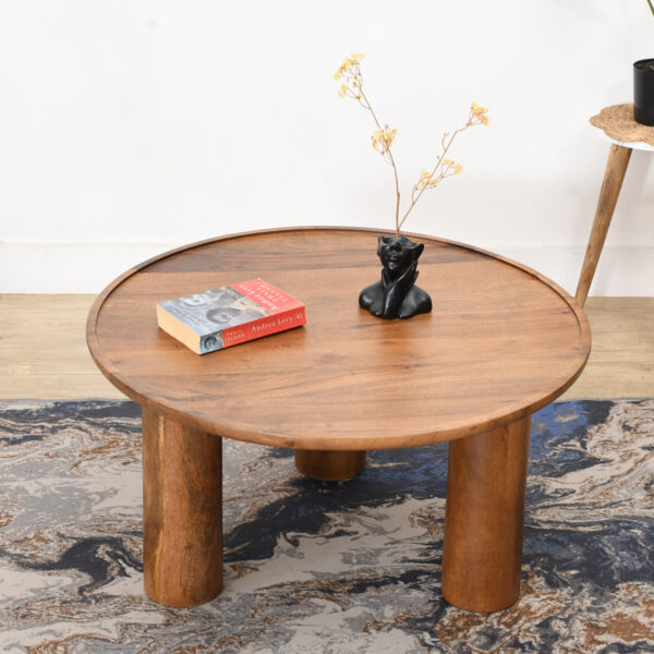 Furnliv Lama Premium Solid Wood Coffee Table Teak Finish - Image 2