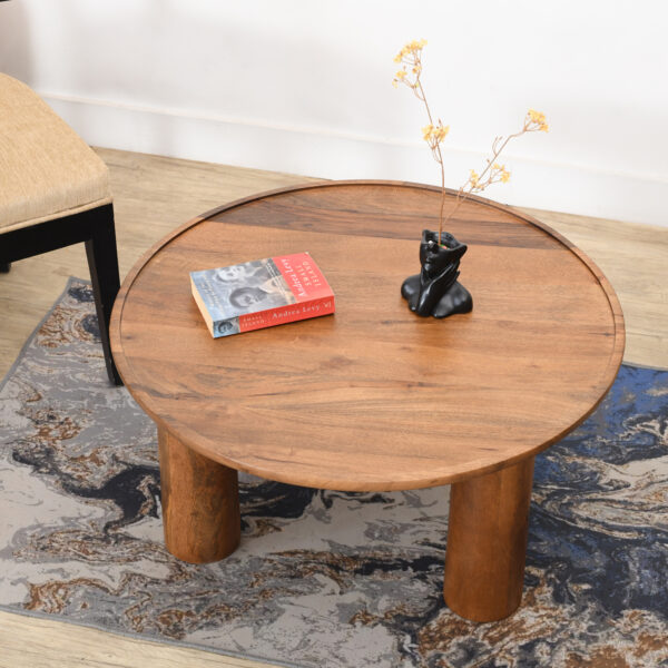Furnliv Lama Premium Solid Wood Coffee Table Teak Finish - Image 3