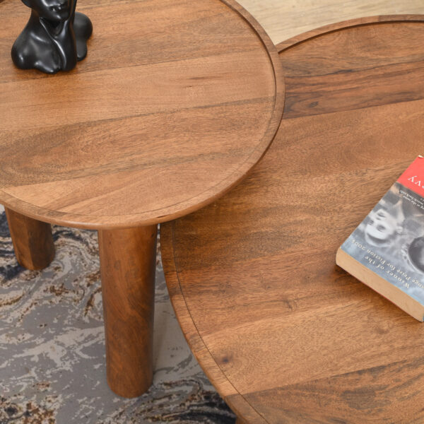 Furnliv Lama Premium Solid Wood Nesting Table Set Teak Finish - Image 4