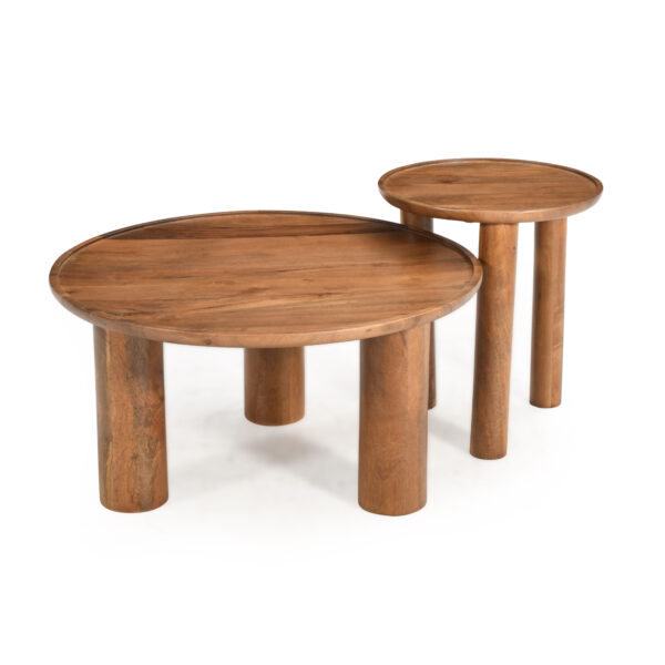 Furnliv Lama Premium Solid Wood Nesting Table Set Teak Finish - Image 5