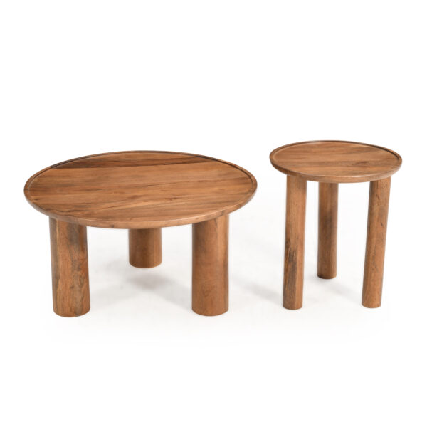 Furnliv Lama Premium Solid Wood Nesting Table Set Teak Finish - Image 6