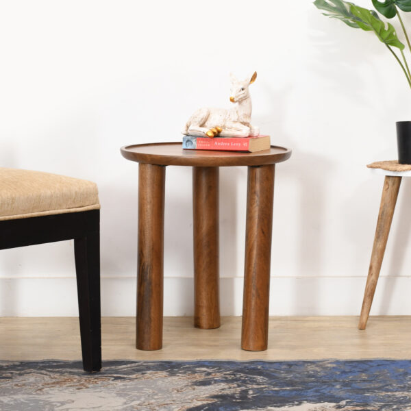 Furnliv Lama Premium Solid Wood End Table Teak Finish - Image 2
