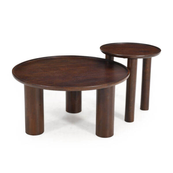 Furnliv Lama Premium Solid Wood Nesting Table Set Walnut Finish - Image 5