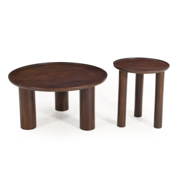Furnliv Lama Premium Solid Wood Nesting Table Set Walnut Finish - Image 6