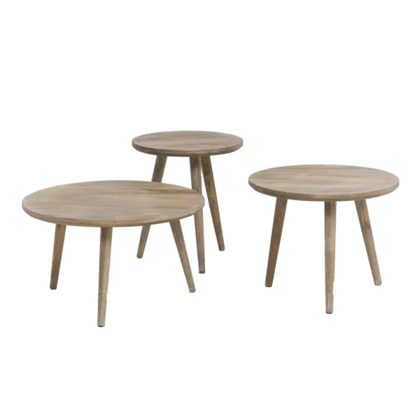 Furnliv Albert Solid Mango Wood Nesting Set of 3 Table - Image 3