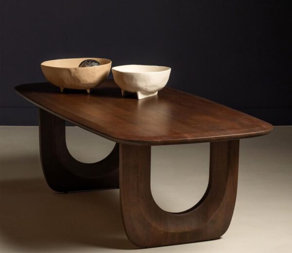Furnliv Albert Premium Mango Wood Organic Coffee Table (Walnut Finish) - Image 6