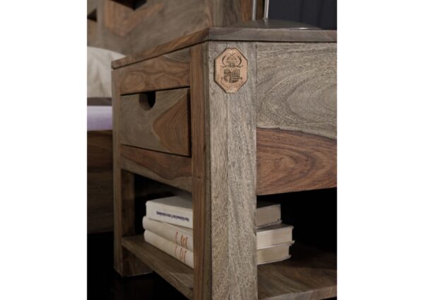 Furnliv Grayse Solid Sheesham Wood Bedside Table #02 - Image 2