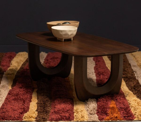 Furnliv Albert Premium Mango Wood Organic Coffee Table (Walnut Finish) - Image 2
